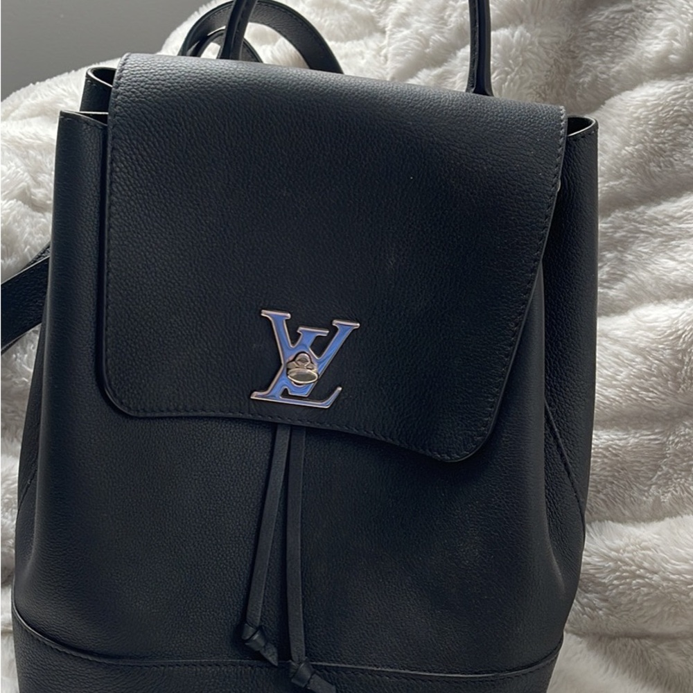 Louis Vuitton Calfskin Lockme Black Backpack leather
